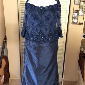 •Blue Beaded Montage Boutique Dress•